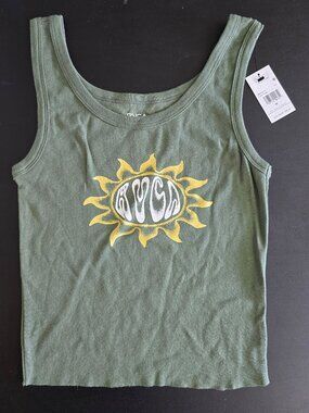 NWT RVCA Green Sun Graphic Crop Tank Size M